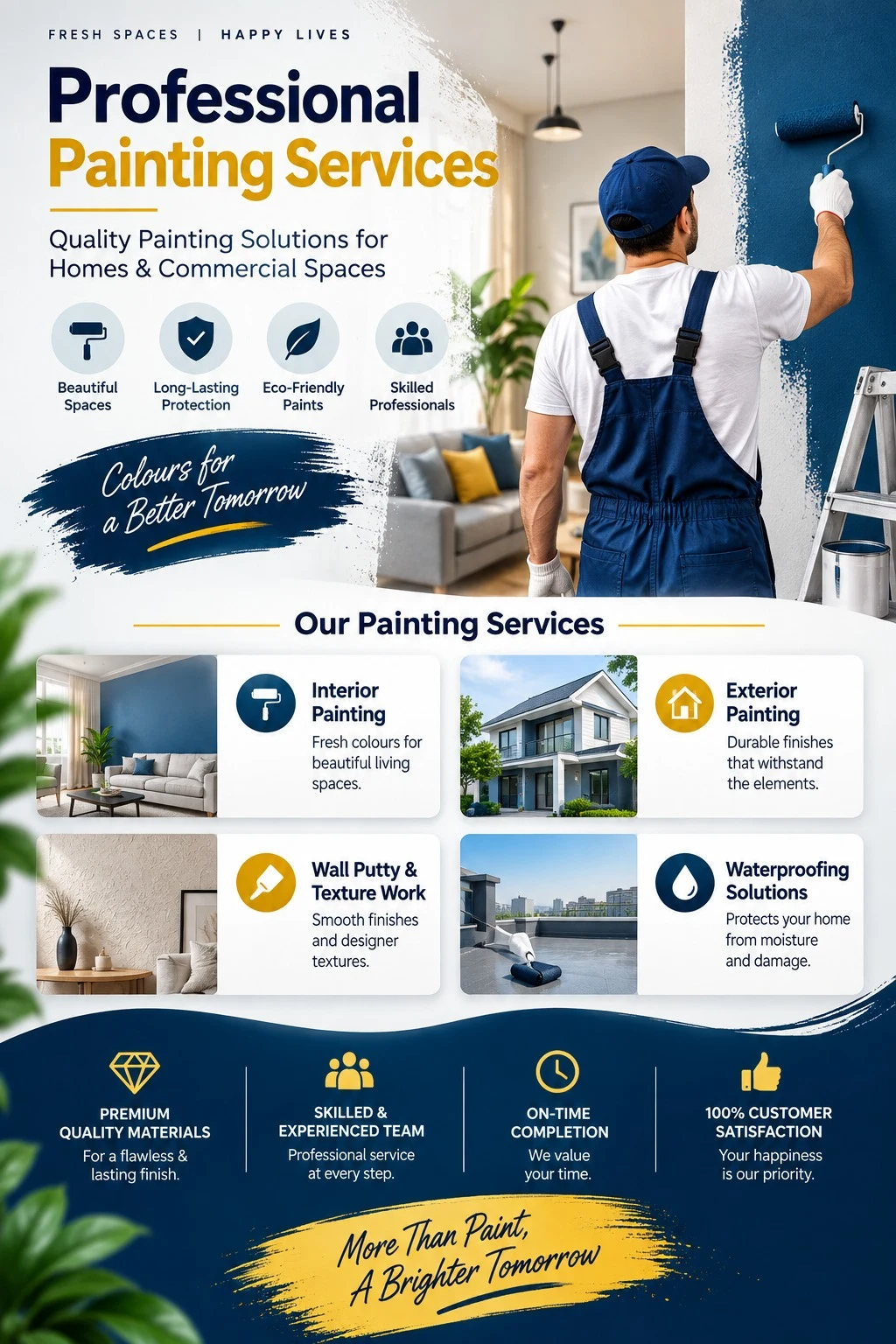 Blue wall painting services creative
