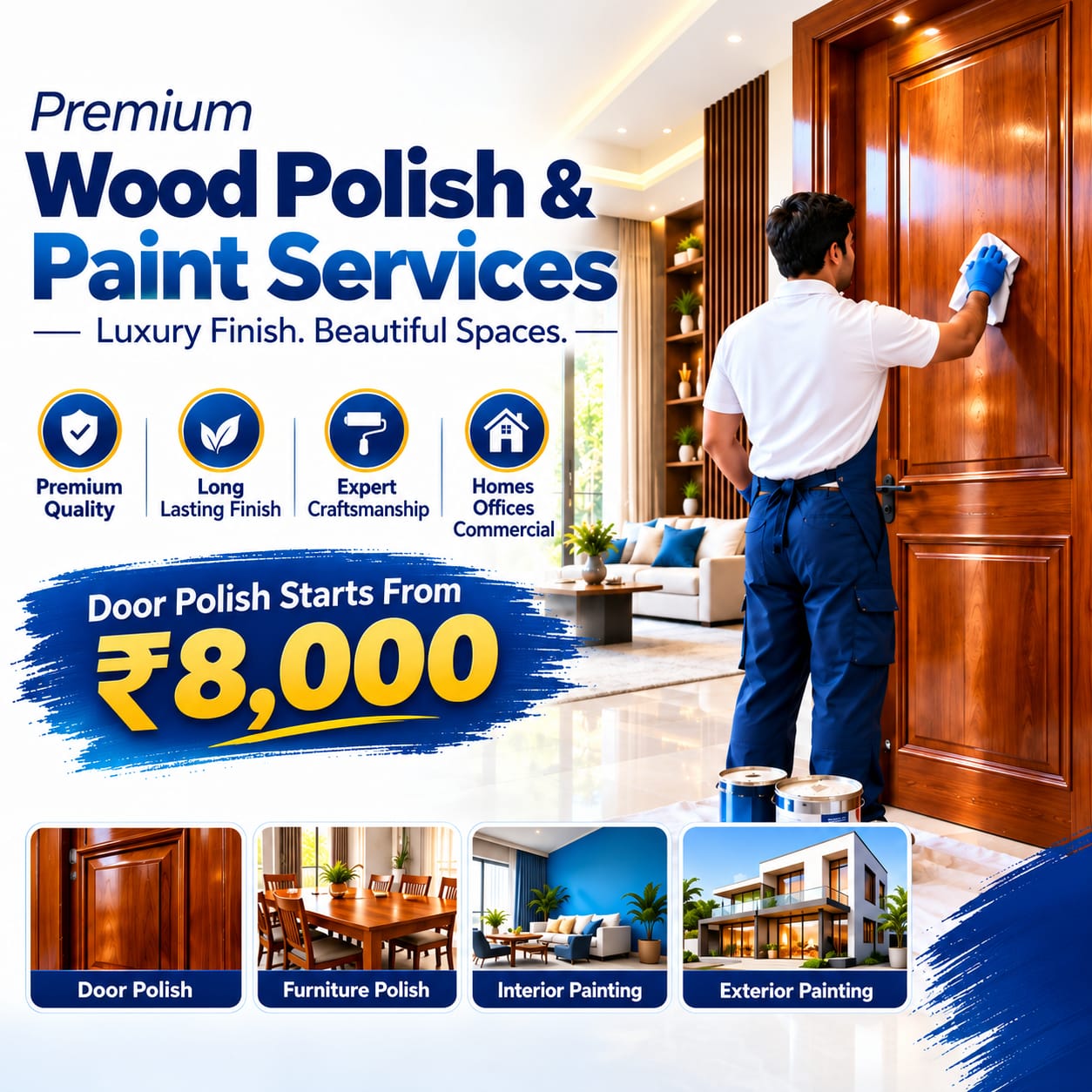 Premium wood polish and paint services