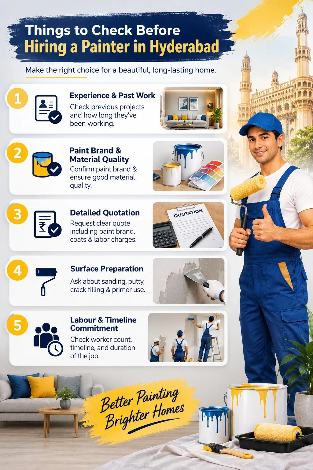 Checklist before hiring a painter in Hyderabad