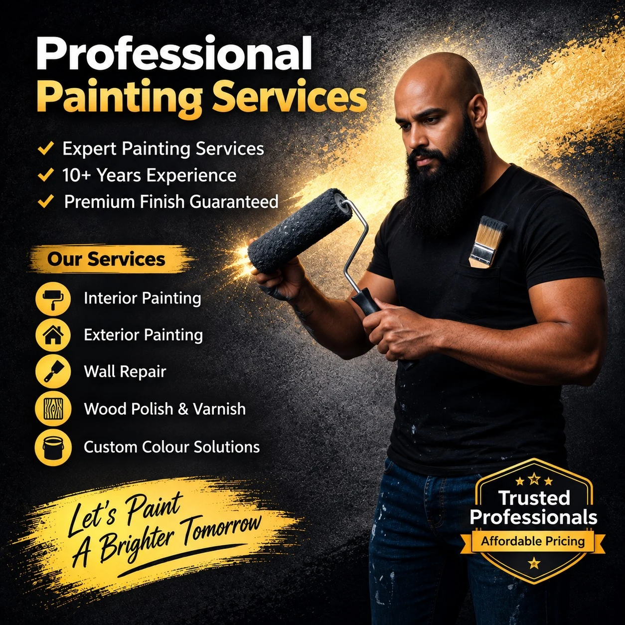 Professional painting services gold and black creative